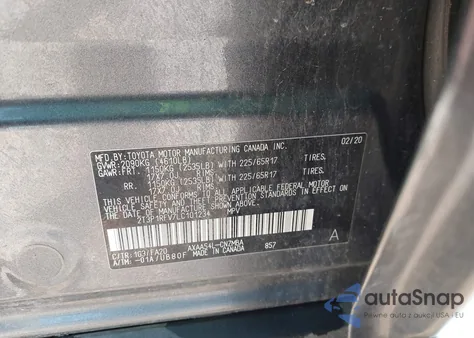 2020 Toyota Rav4 Xle из США, поврежденный, VIN 2T3P1RFV7LC101234